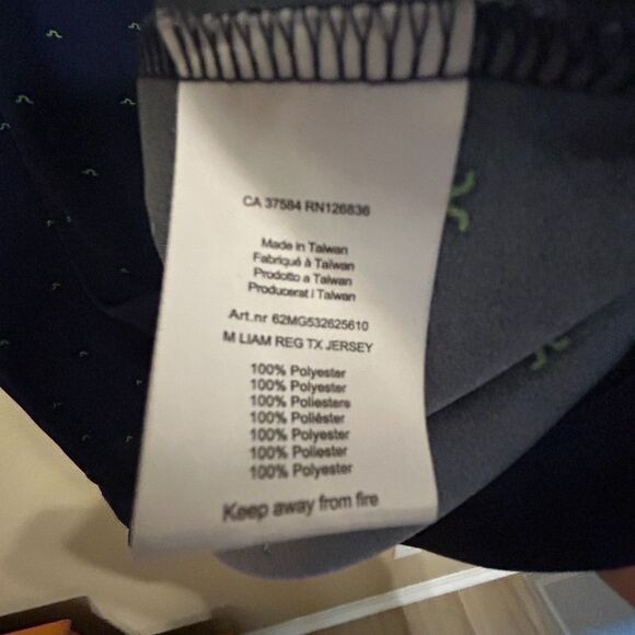 J Lindeberg Polo Shirt Mens Large Navy Blue Green Golf Performance Tech - Picture 5 of 5